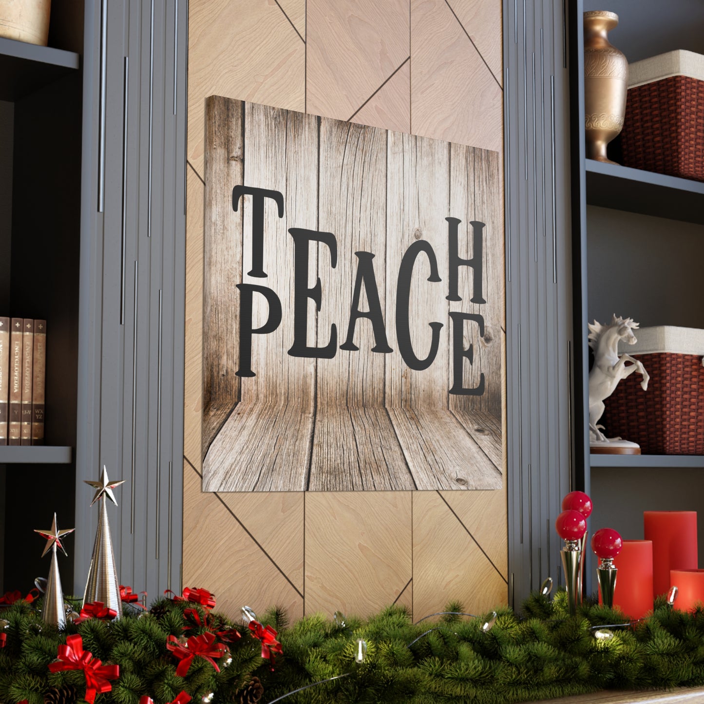 "Teach Peace" Rustic Wall Art - Weave Got Gifts - Unique Gifts You Won’t Find Anywhere Else!