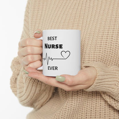 Healthcare hero coffee mug with a stethoscope and motivational text
