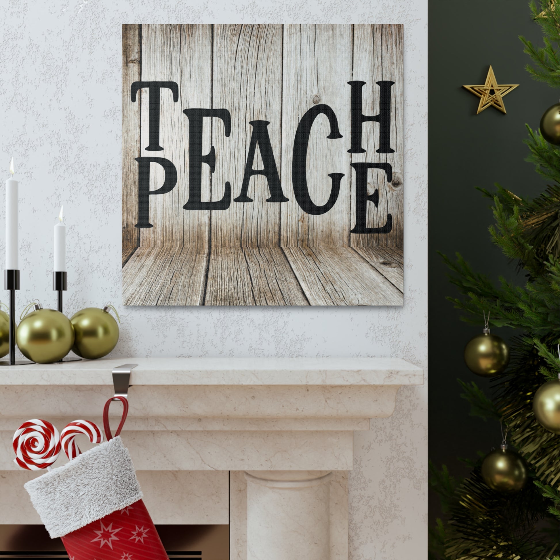 "Teach Peace" Rustic Wall Art - Weave Got Gifts - Unique Gifts You Won’t Find Anywhere Else!