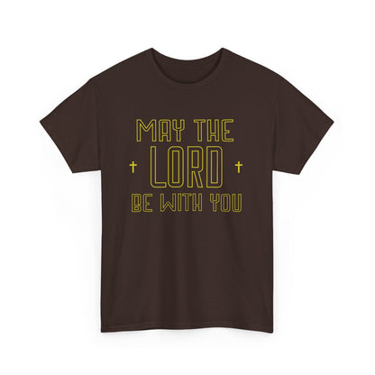 Fun Christian shirt with Star Wars style text, "May the Lord be with you"
