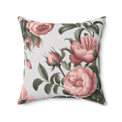 Elegant pink floral throw pillow with double-sided print
