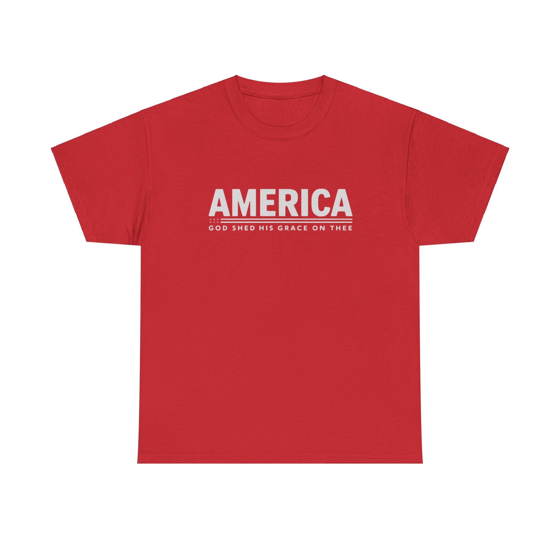 Faith-based t-shirt with American flag design
