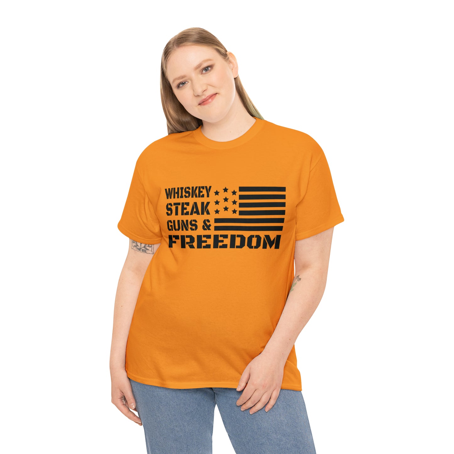 "Whiskey, Steak, Guns & Freedom" T-Shirt - Weave Got Gifts - Unique Gifts You Won’t Find Anywhere Else!