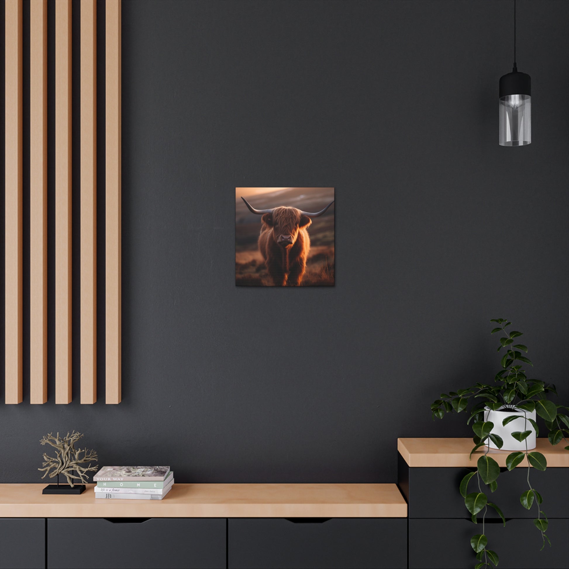 Highland cow canvas print with high image quality
