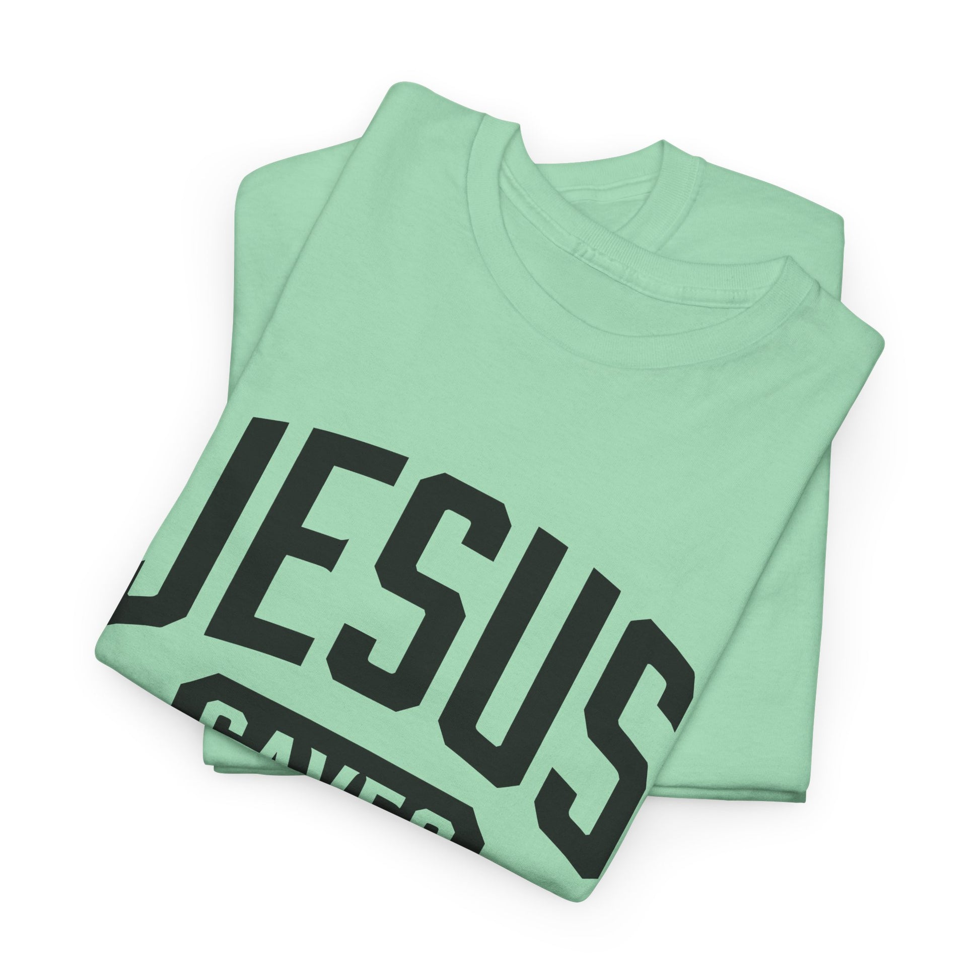 Comfortable cotton Jesus shirt in mint green.
