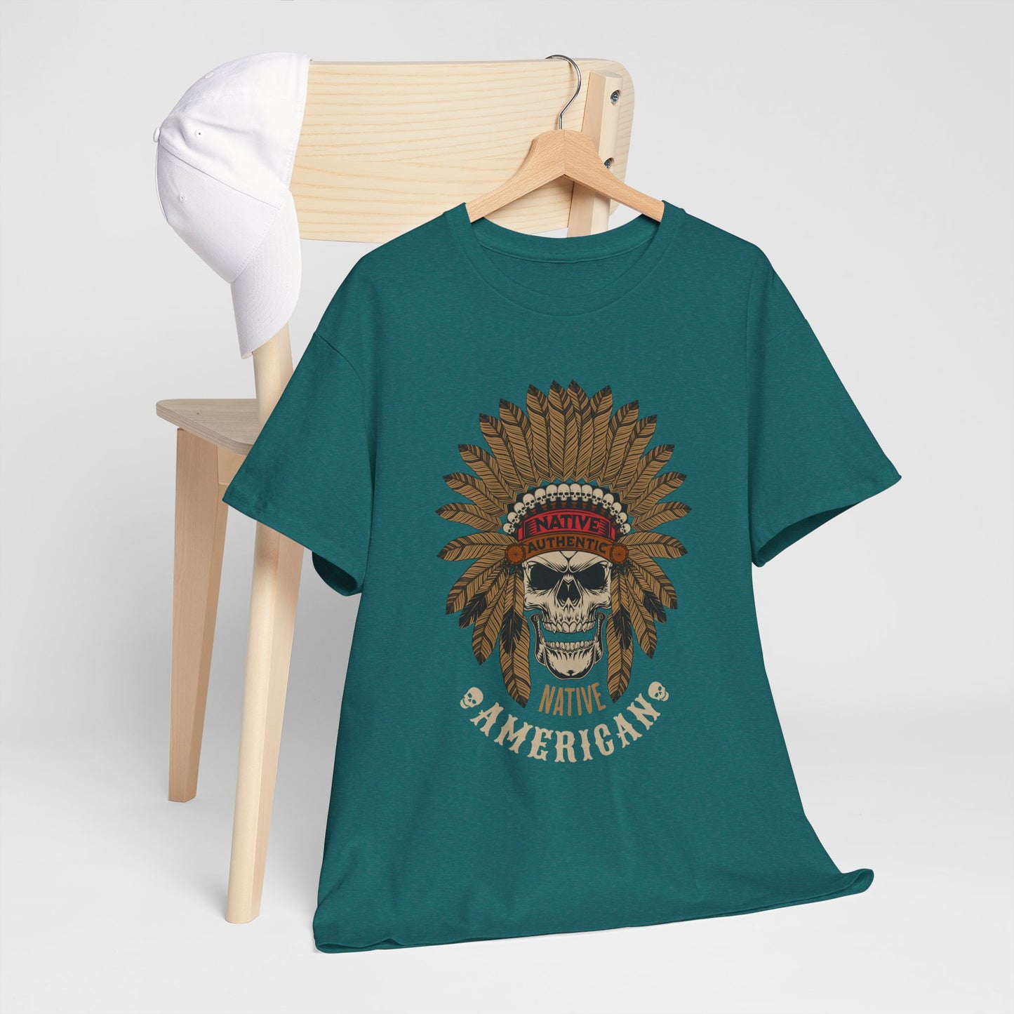 Beautiful Native American t-shirt featuring bold skull art
