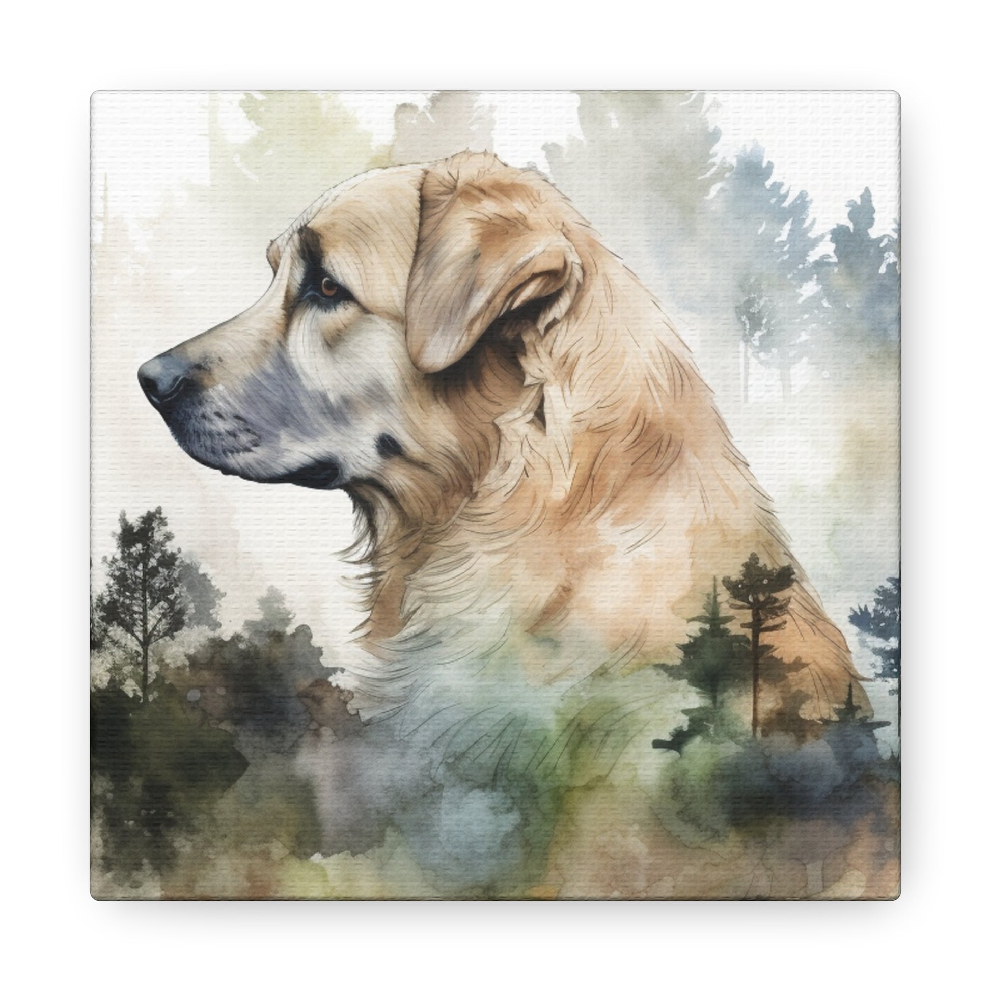 Forest-inspired dog portrait canvas for pet owners
