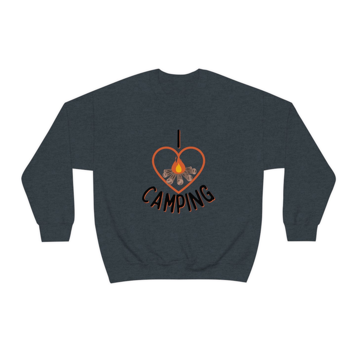 Nature-themed camping sweatshirt with heart graphic
