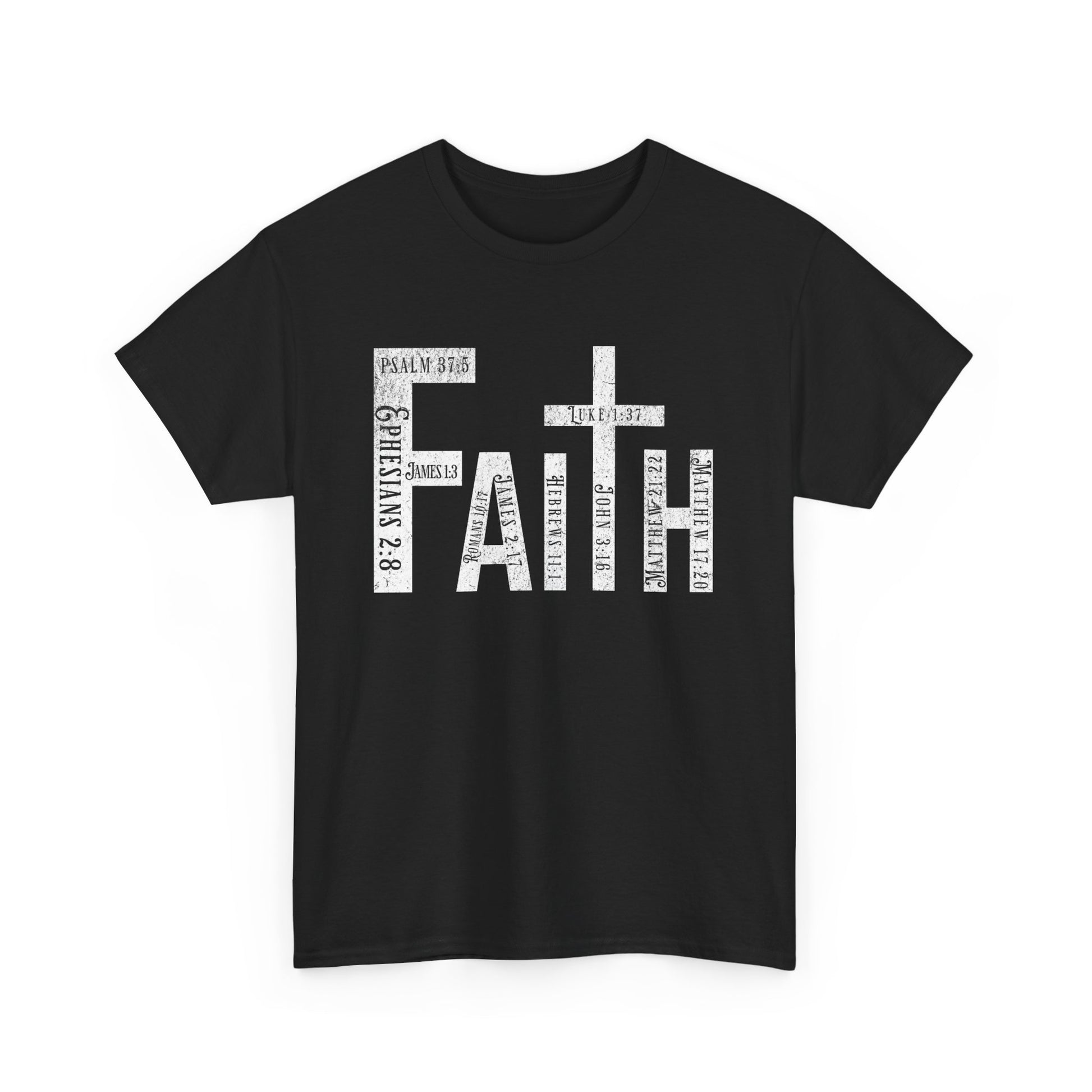 Bible verse t-shirt highlighting faith in stylish design.
