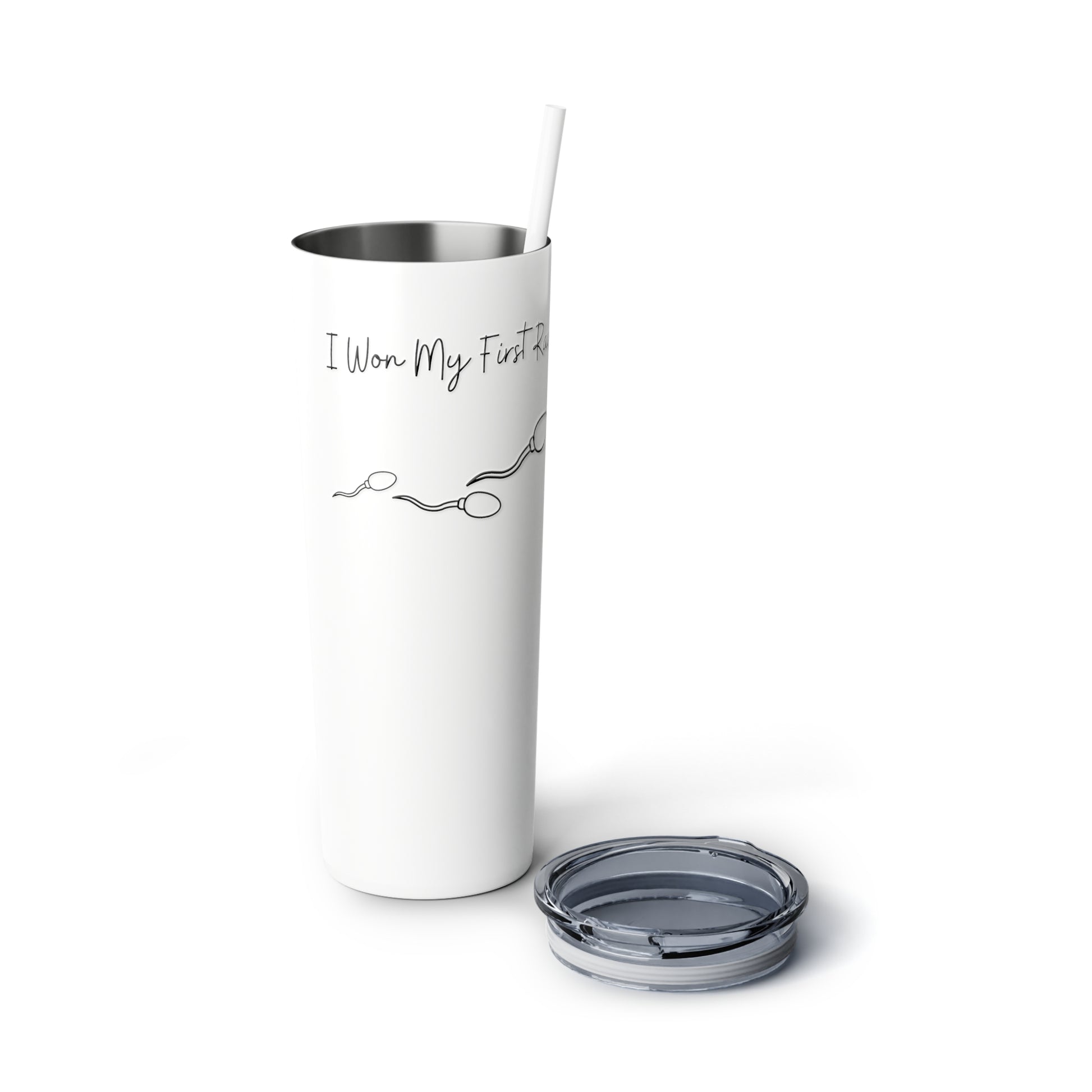 "I Won My First Race" Steel Tumbler with Straw - Weave Got Gifts - Unique Gifts You Won’t Find Anywhere Else!