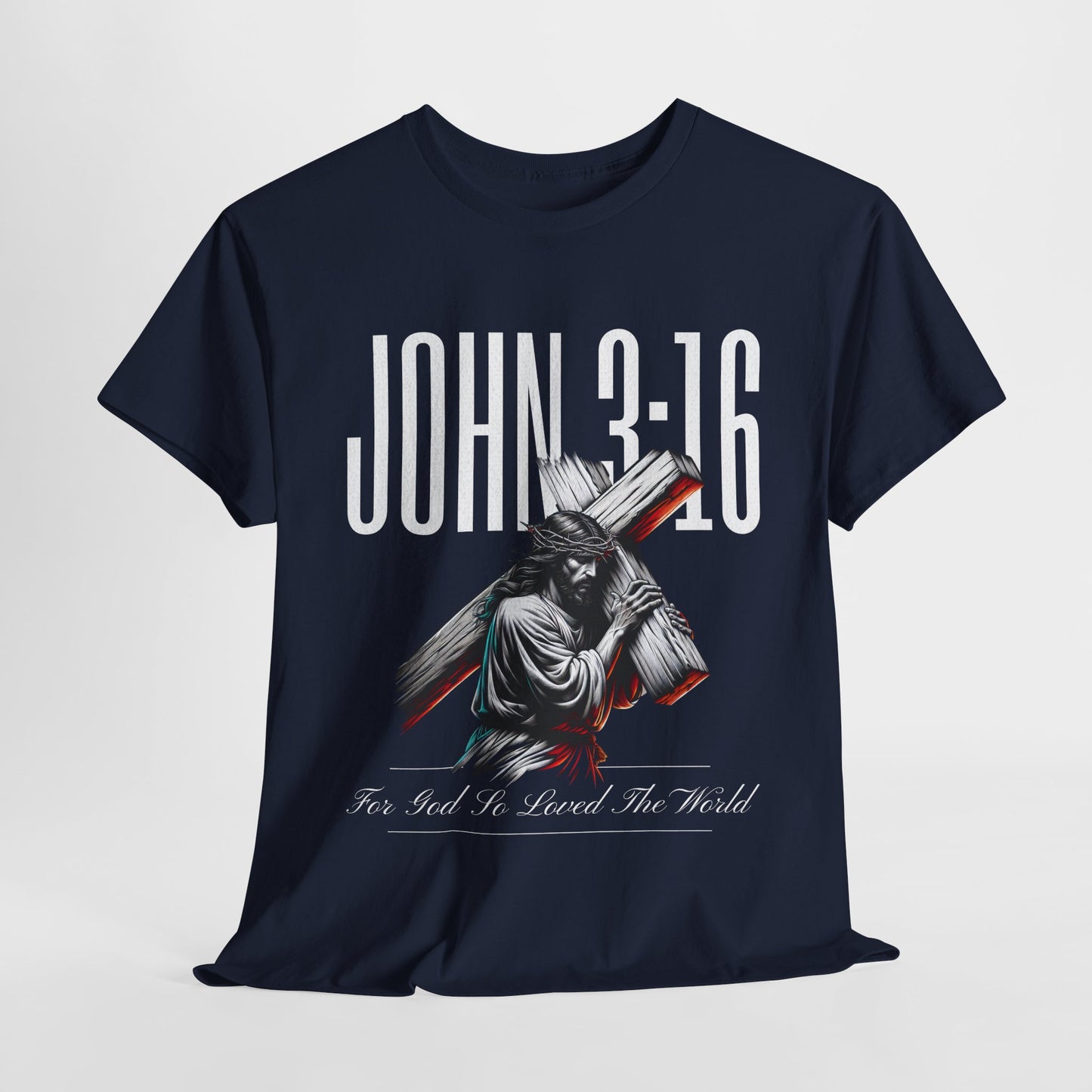 High-quality religious t-shirt with soft cotton fabric and tear-away label
