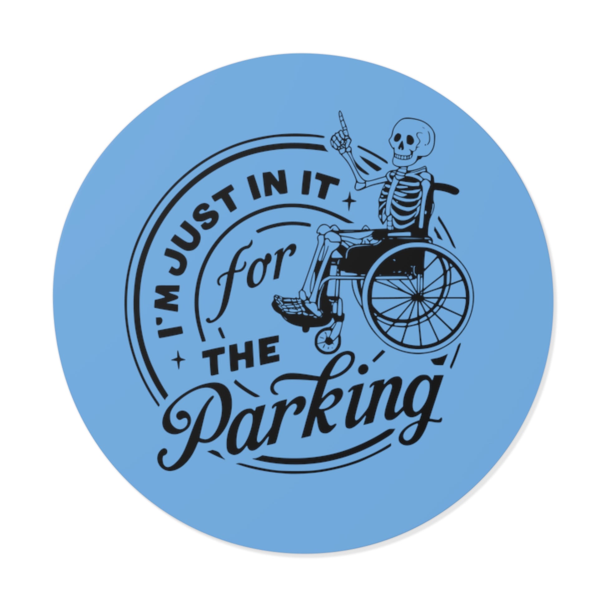 "Humorous Handicapped Parking Sticker with Skeleton Design"