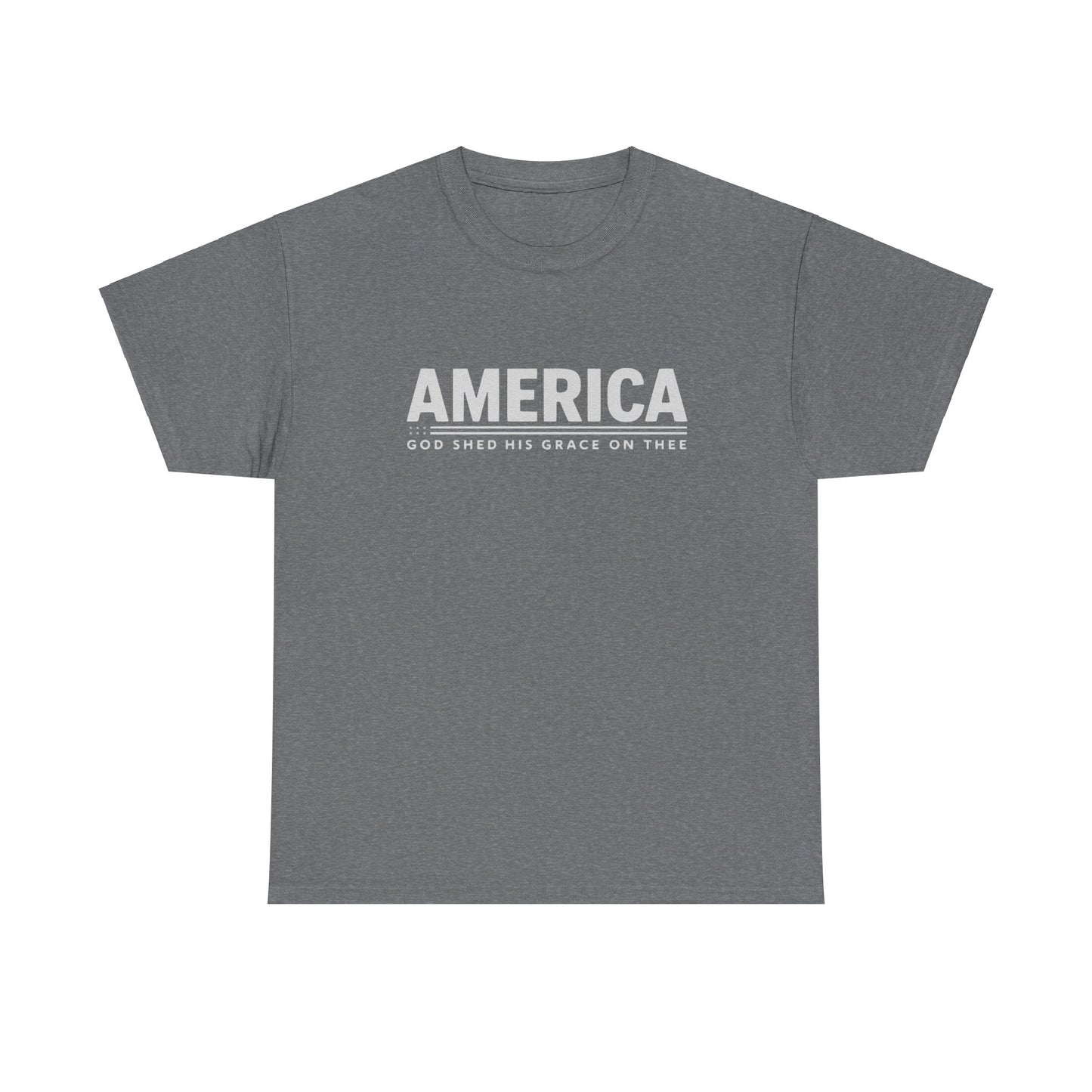 "Unisex Heavy Cotton Tee with American Flag Design"