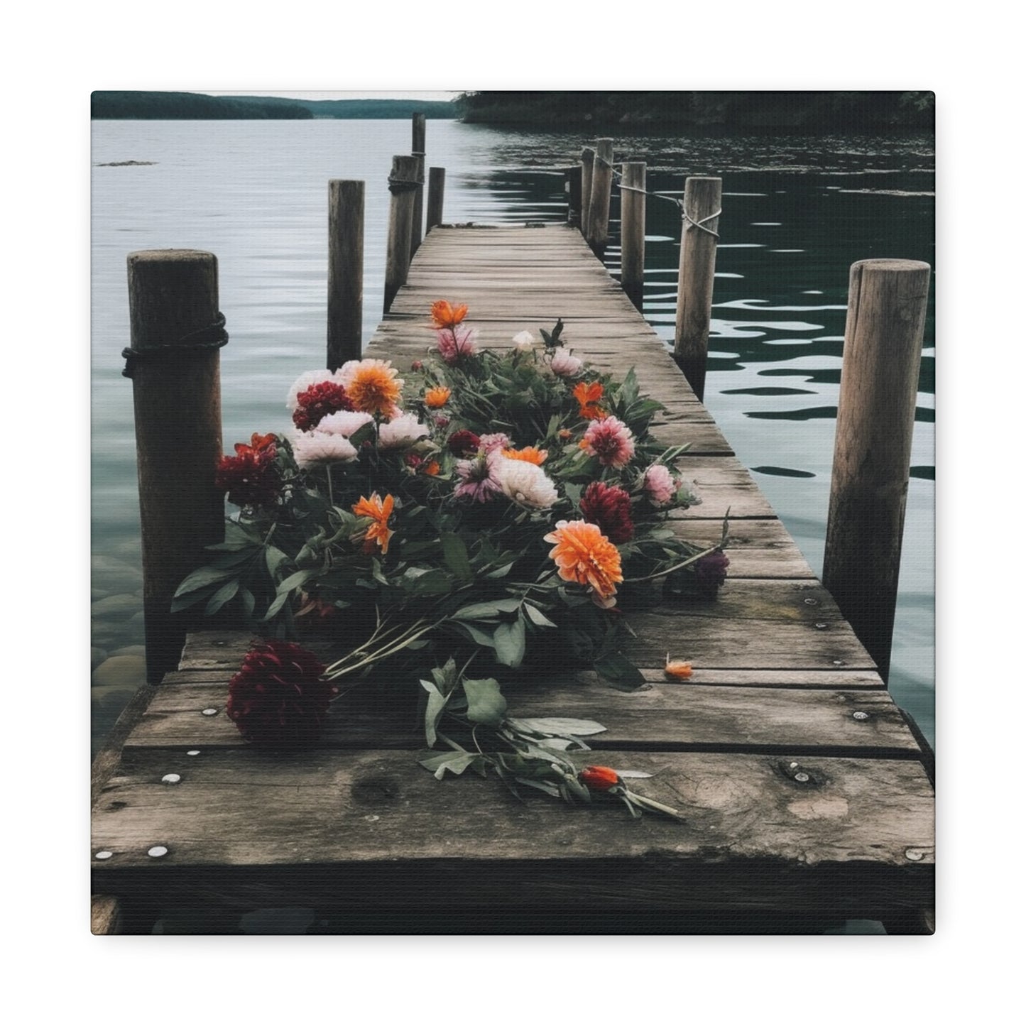 Rustic dockside photograph with flowers – romantic gift idea
