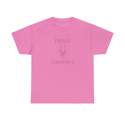 Proud grandpa holding hand design on a family-themed t-shirt
