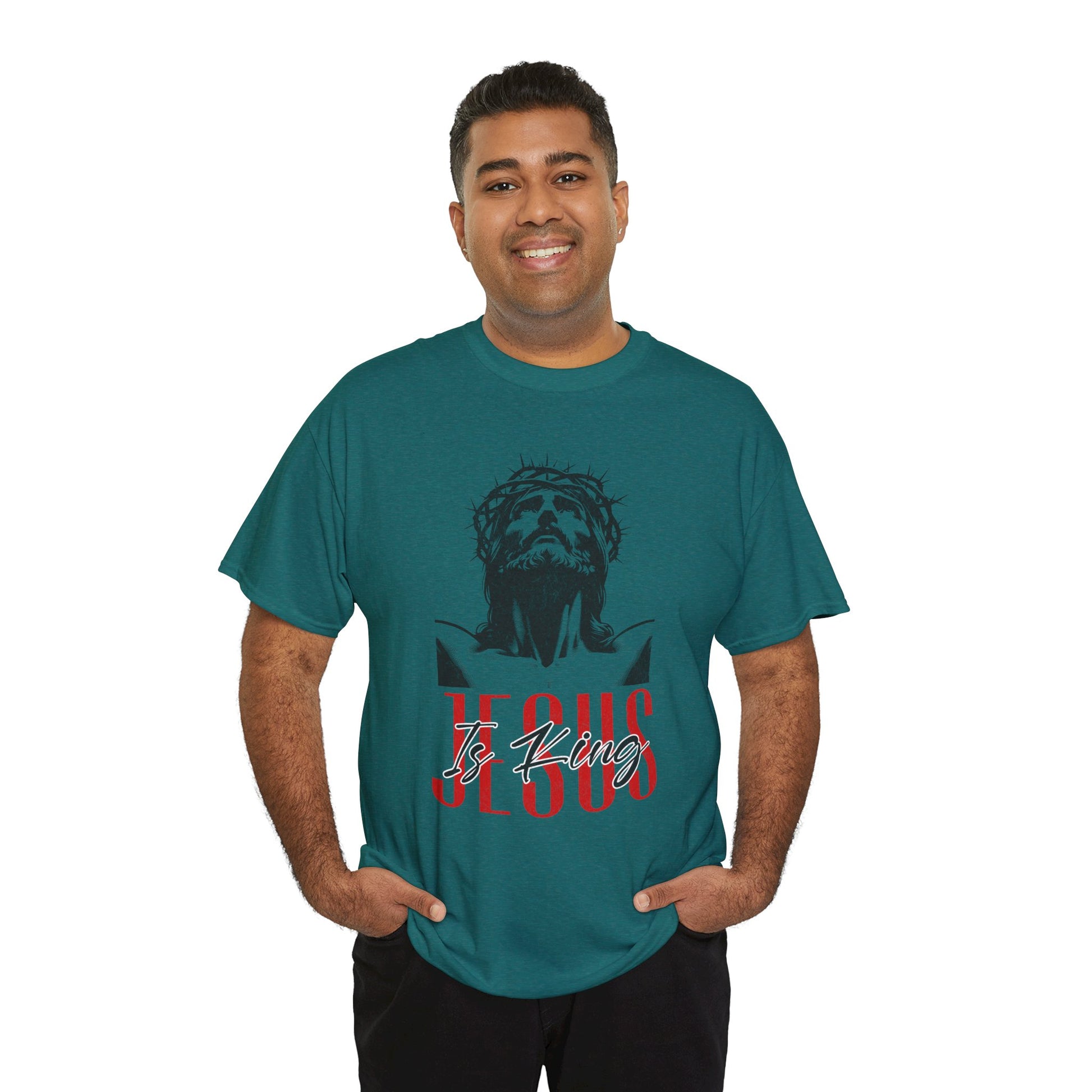 Distressed Jesus is king shirt for church events and everyday wear
