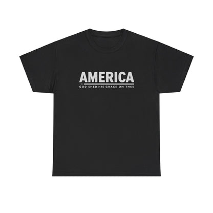 Motivational t-shirt celebrating faith and American pride
