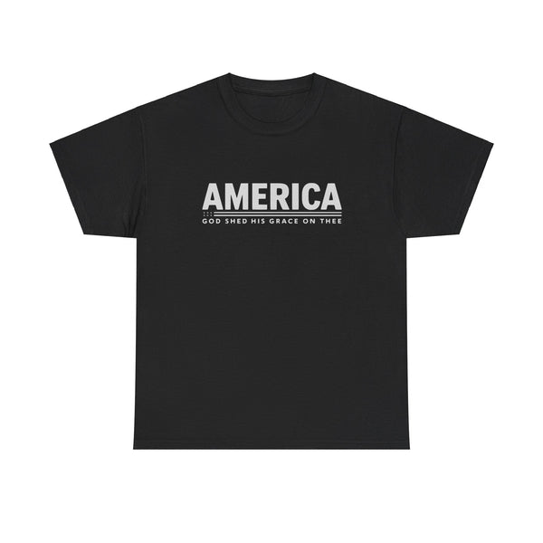 "Unisex Heavy Cotton Tee with American Flag Design"