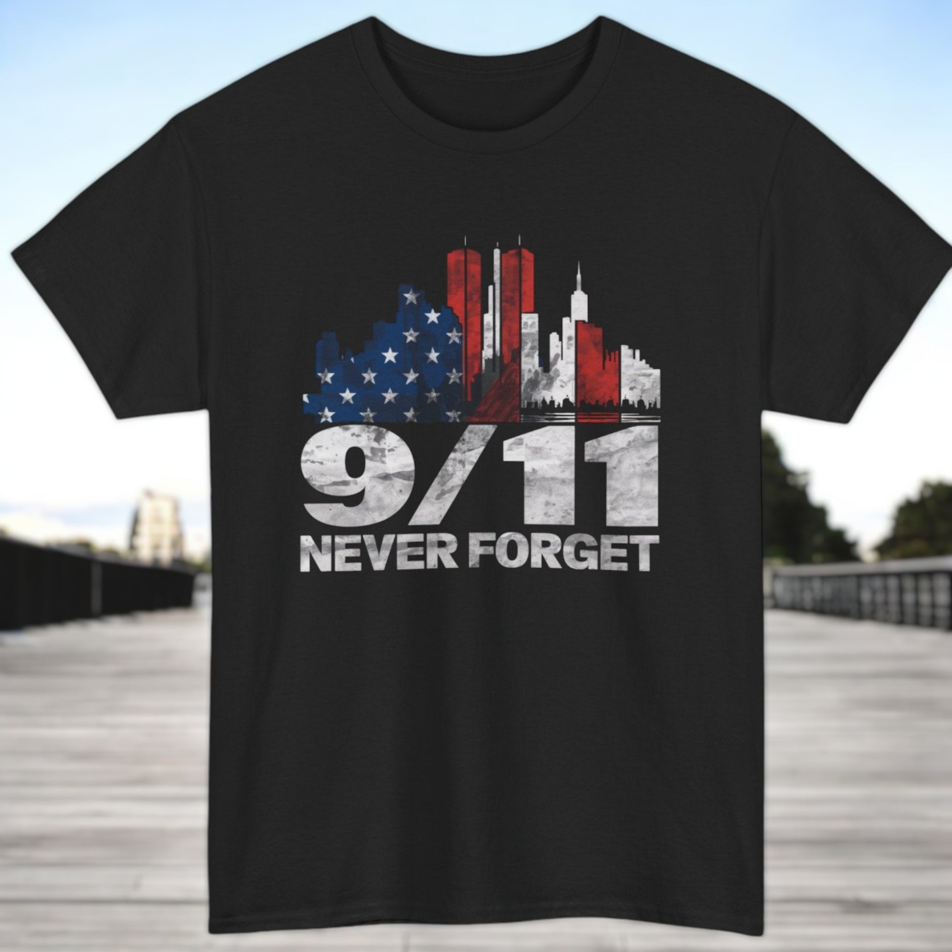 9/11 memorial t-shirt with Twin Towers graphic
