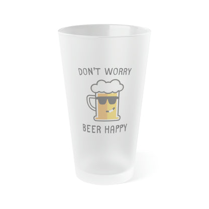 "Don't Worry, Beer Happy" Frosted Pint Glass - Weave Got Gifts - Unique Gifts You Won’t Find Anywhere Else!