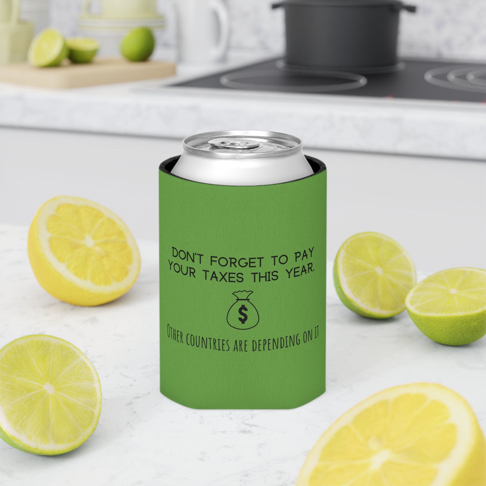 Sarcastic Tax Quote Koozie for Political Humor
