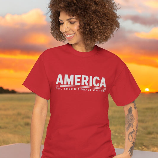 America - God Shed His Grace On Thee Patriotic T-Shirt