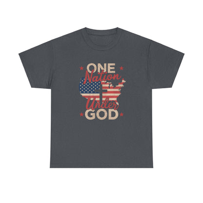 One Nation Under God t-shirt with cross inside USA flag
