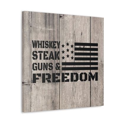 "Whiskey, Steak, Guns & Freedom" Canvas Wall Art - Weave Got Gifts - Unique Gifts You Won’t Find Anywhere Else!