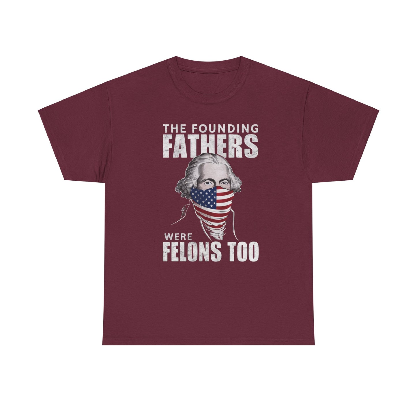 Defiant Founding Fathers t-shirt with flag bandana graphic
