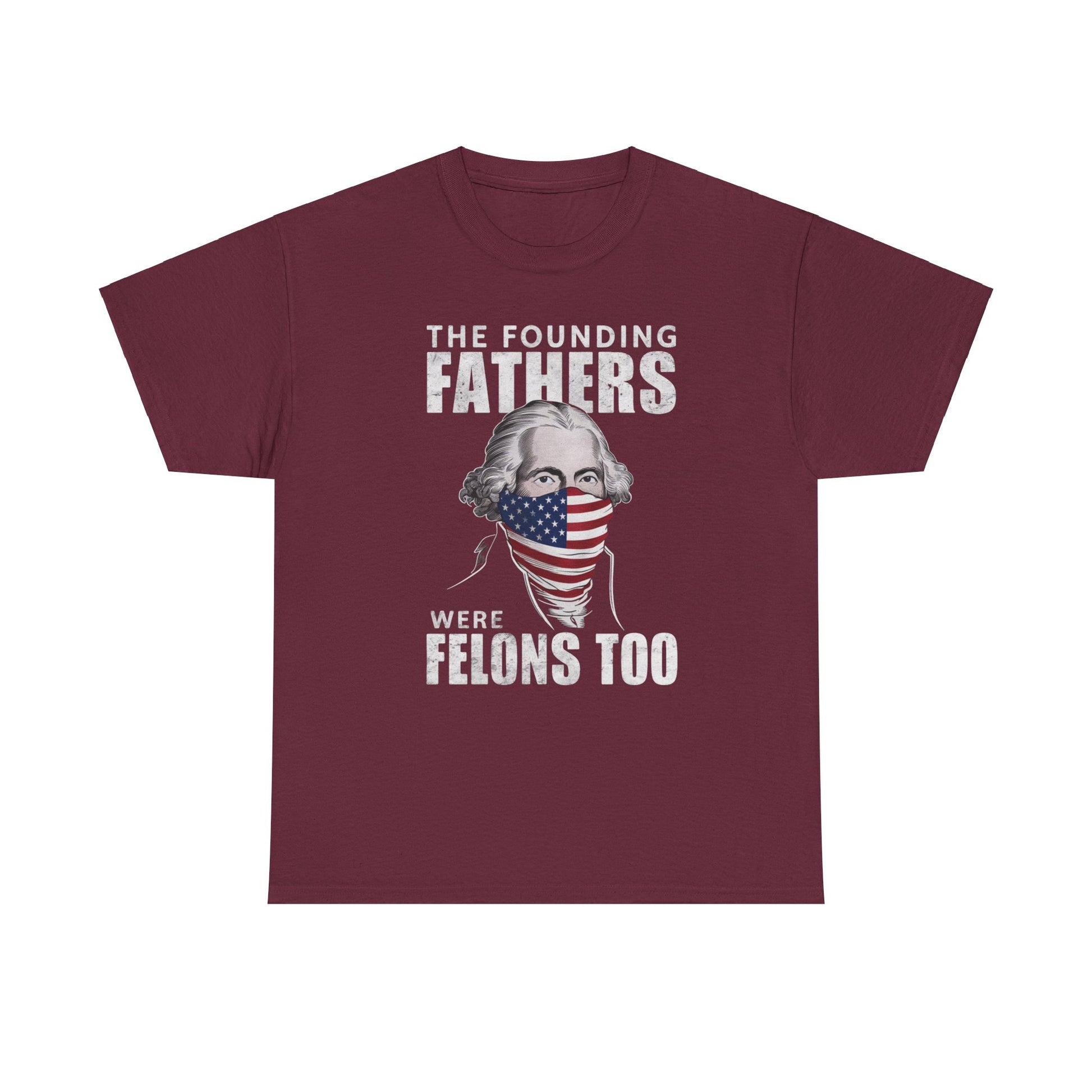 Defiant Founding Fathers t-shirt with flag bandana graphic
