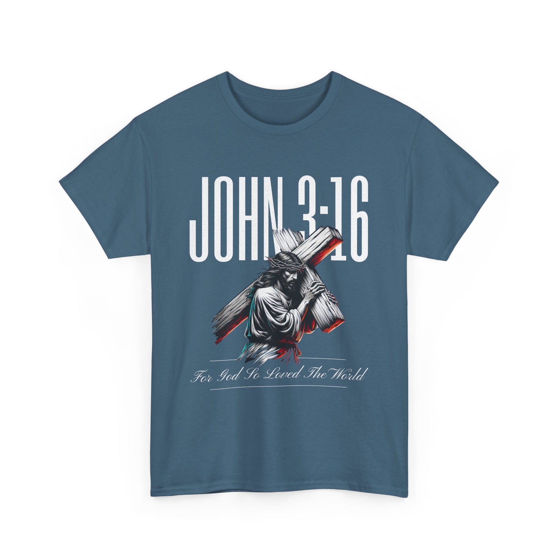 Inspirational John 3:16 tee shirt for church and everyday wear
