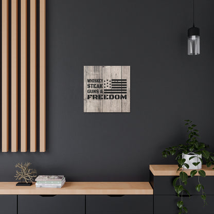 "Whiskey, Steak, Guns & Freedom" Canvas Wall Art - Weave Got Gifts - Unique Gifts You Won’t Find Anywhere Else!