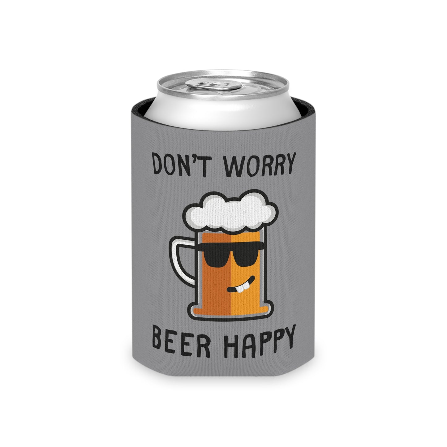 "Don't Worry, Beer Happy" Can Cooler - Weave Got Gifts - Unique Gifts You Won’t Find Anywhere Else!