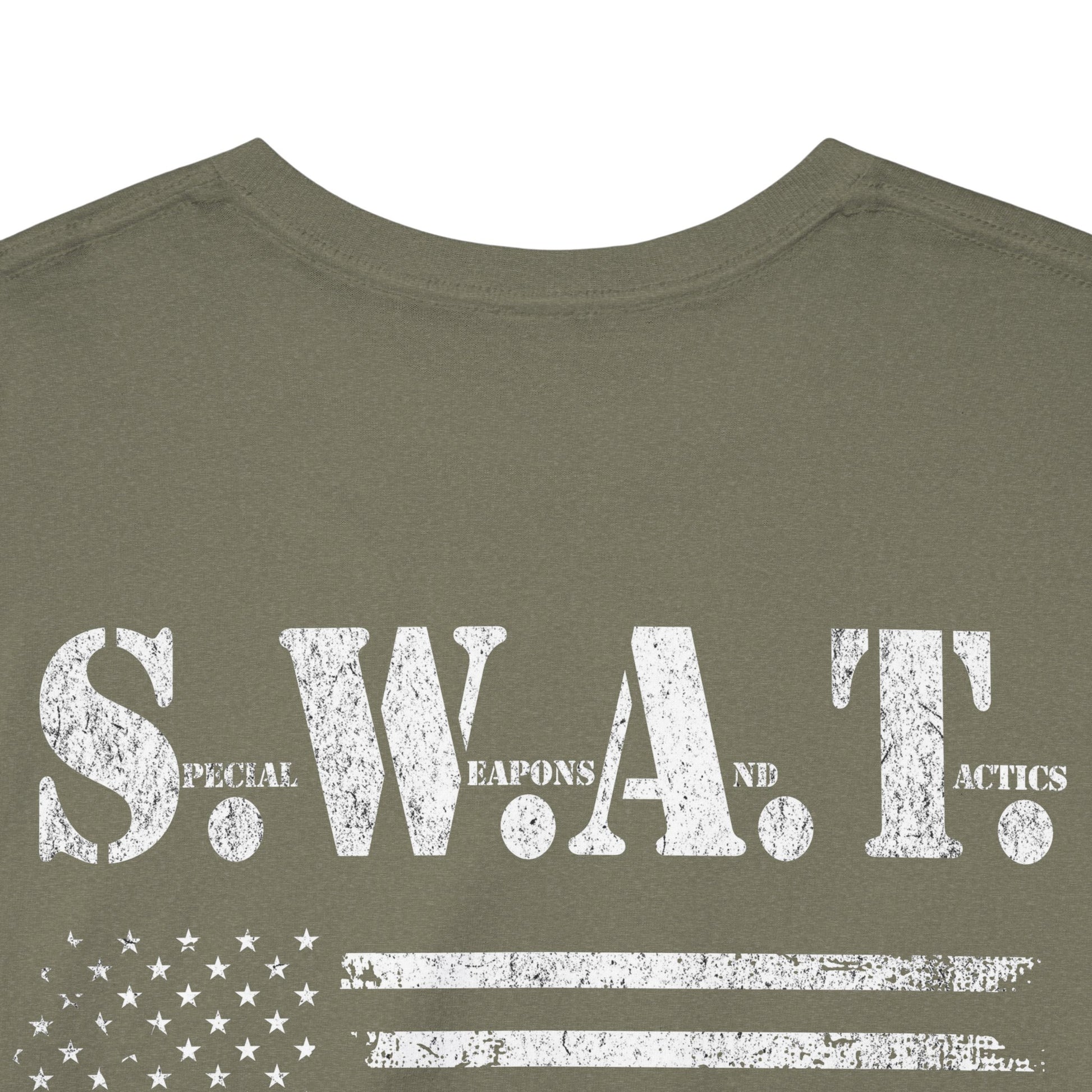 SWAT t-shirt men’s with large S.W.A.T design on back
