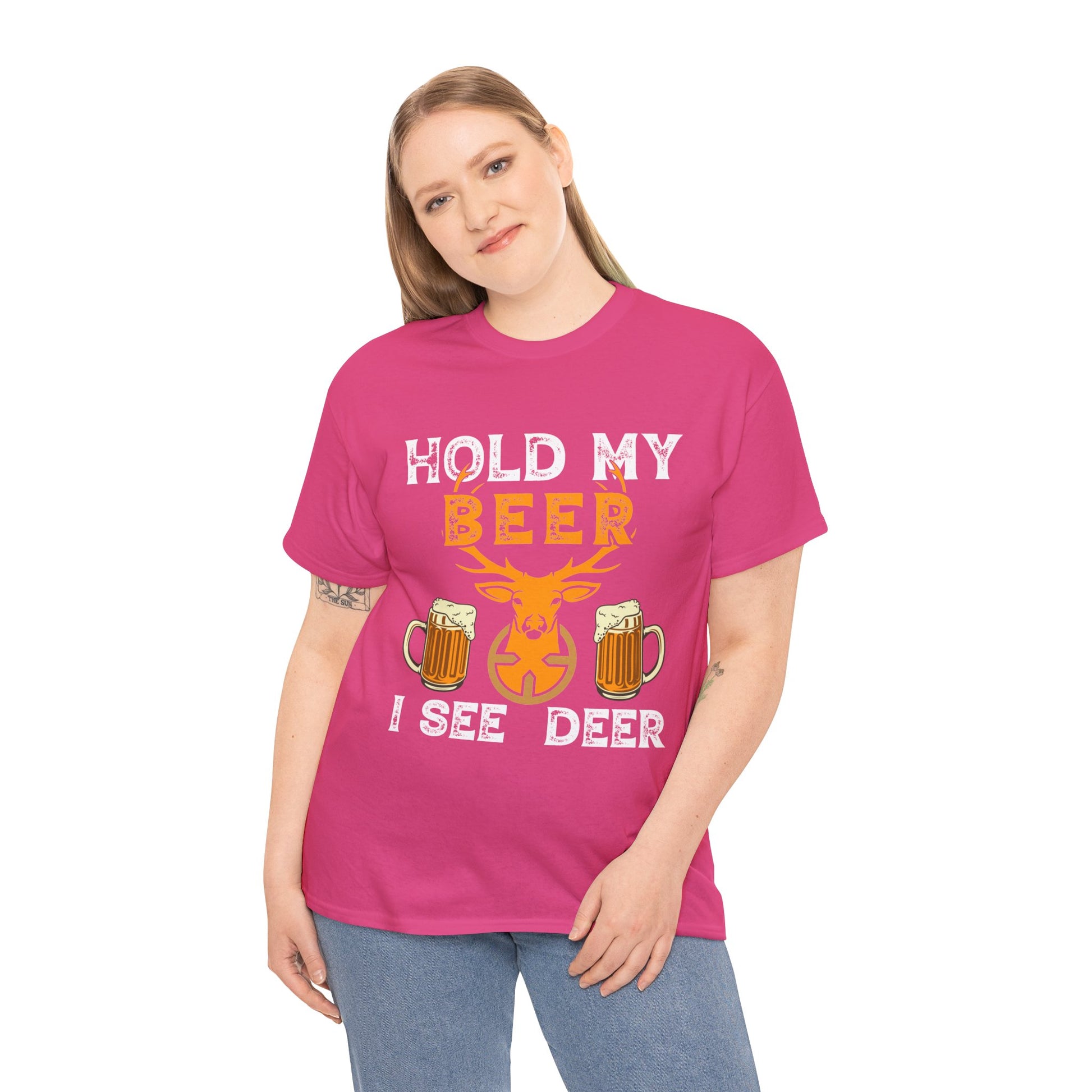 Rugged deer beer shirt perfect for women hunting enthusiasts
