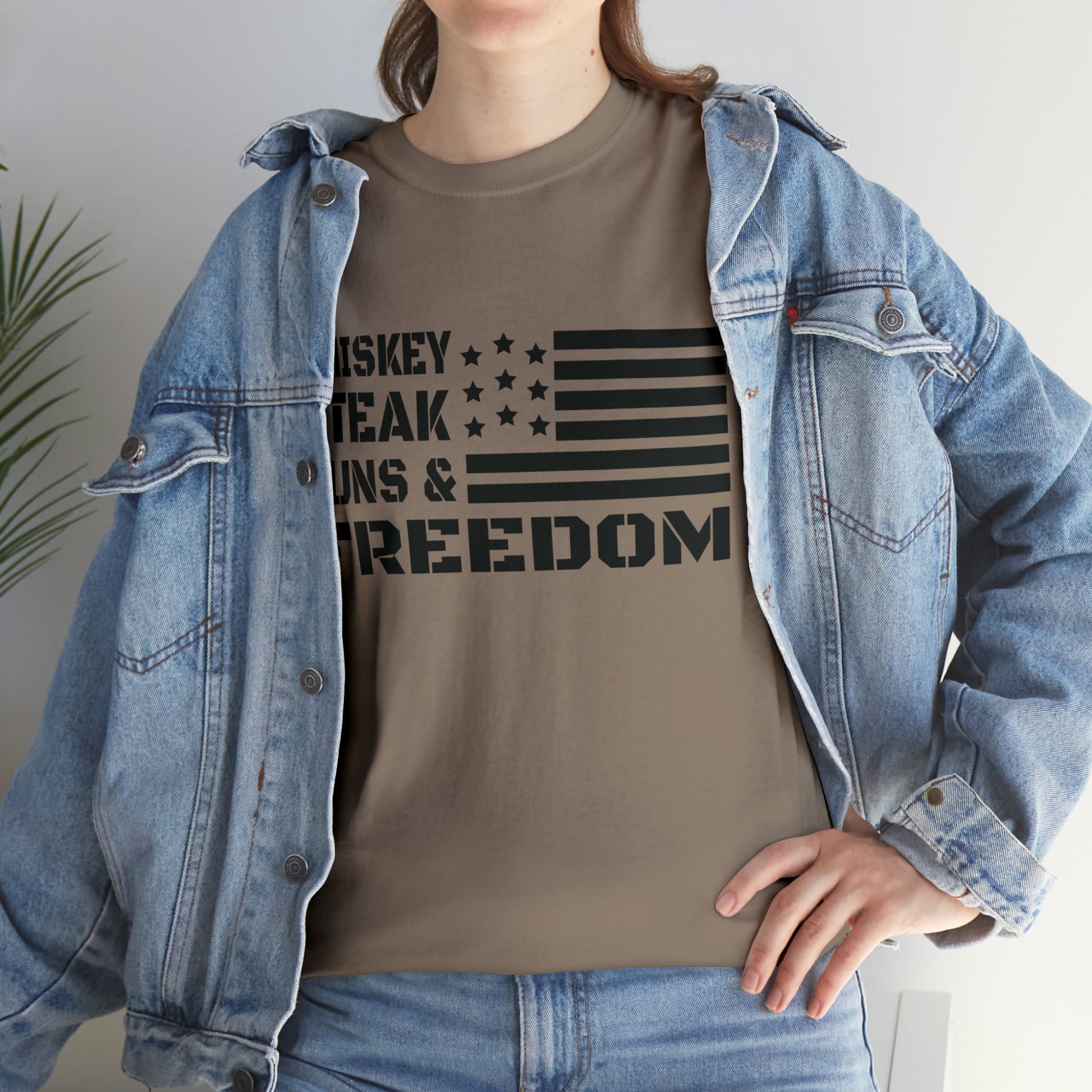 "Whiskey, Steak, Guns & Freedom" T-Shirt - Weave Got Gifts - Unique Gifts You Won’t Find Anywhere Else!