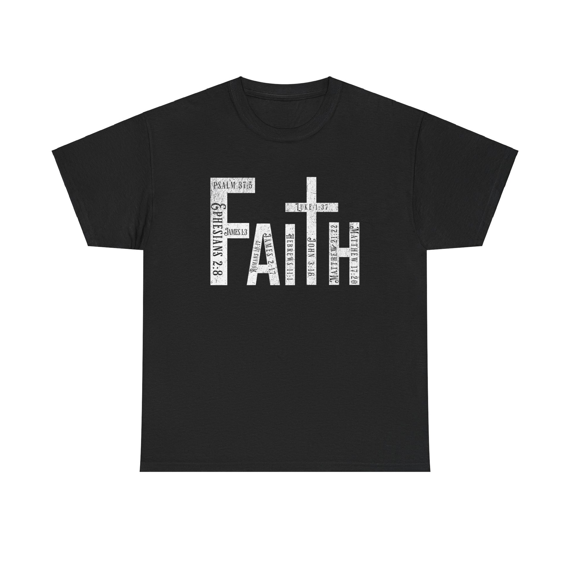 Black and white Christian t-shirt with bold lettering.
