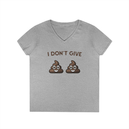 "I Don’t Give Two Sh*ts" women’s V-neck shirt with playful design
