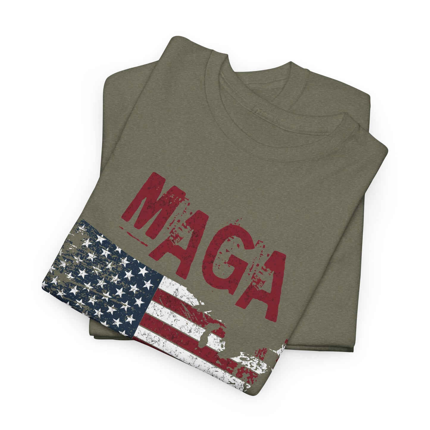 American patriotic t shirt with MAGA design and flag colors
