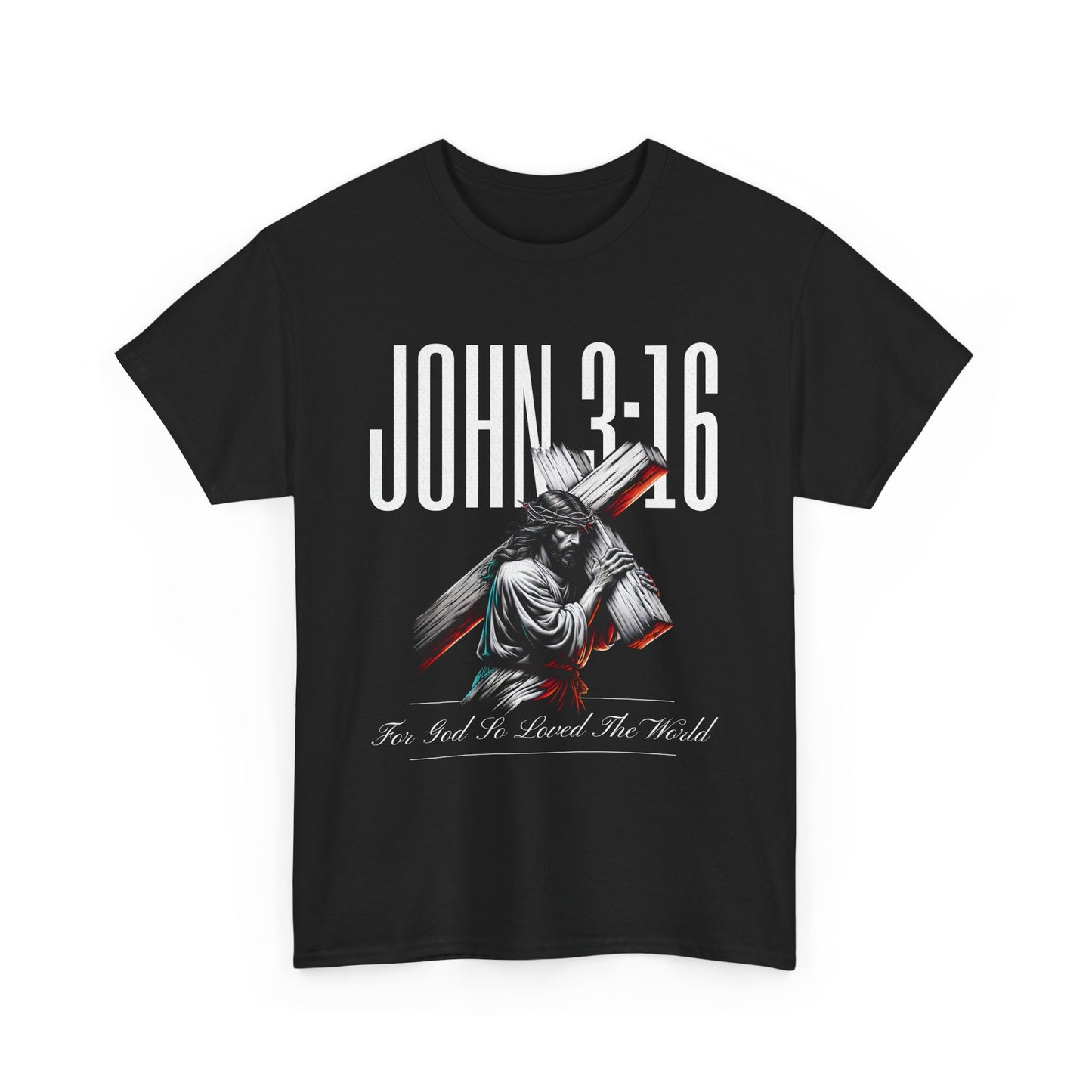 Bold faith-based t-shirt with powerful Jesus and cross imagery
