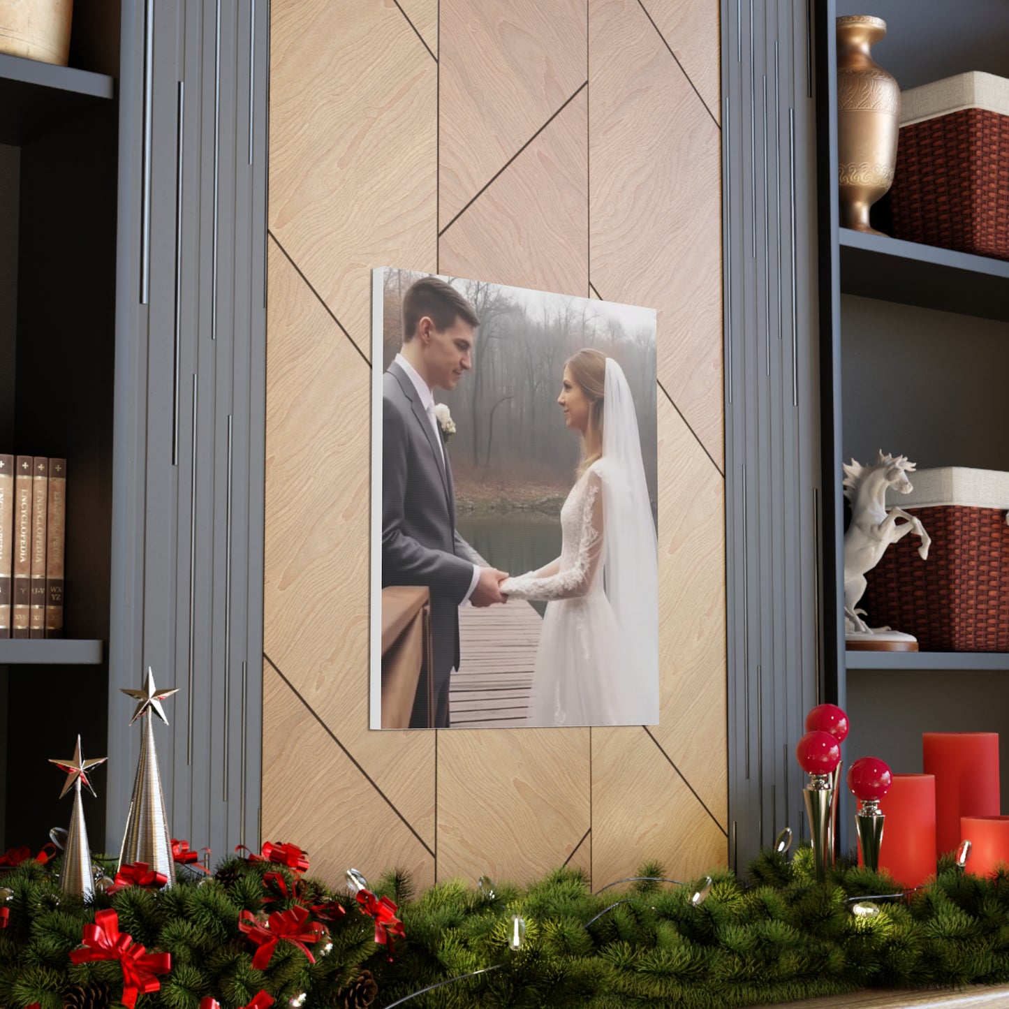 Custom wedding art canvas with personalized photo
