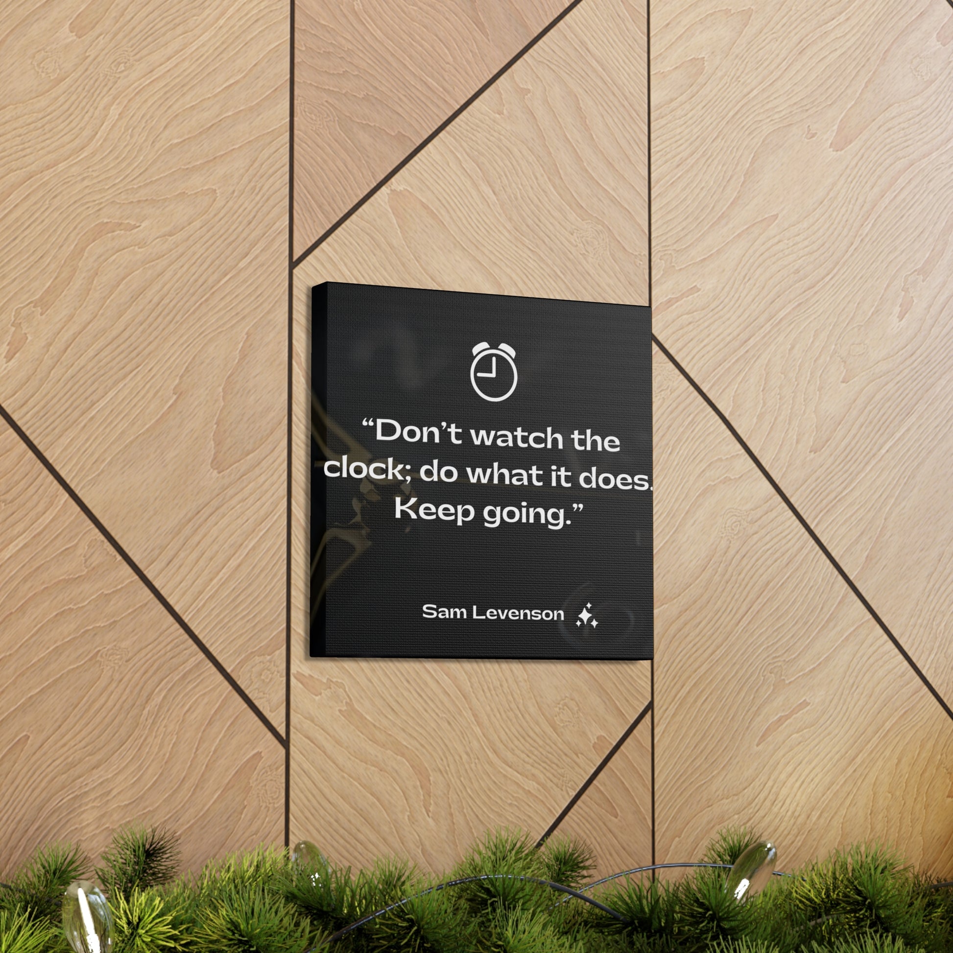 Time-themed motivational quote wall art with bold text
