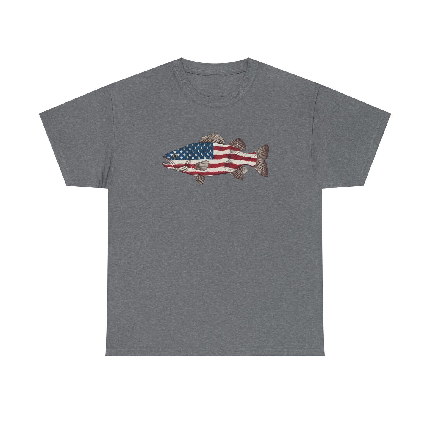 Catfish fishing shirt with American flag for anglers
