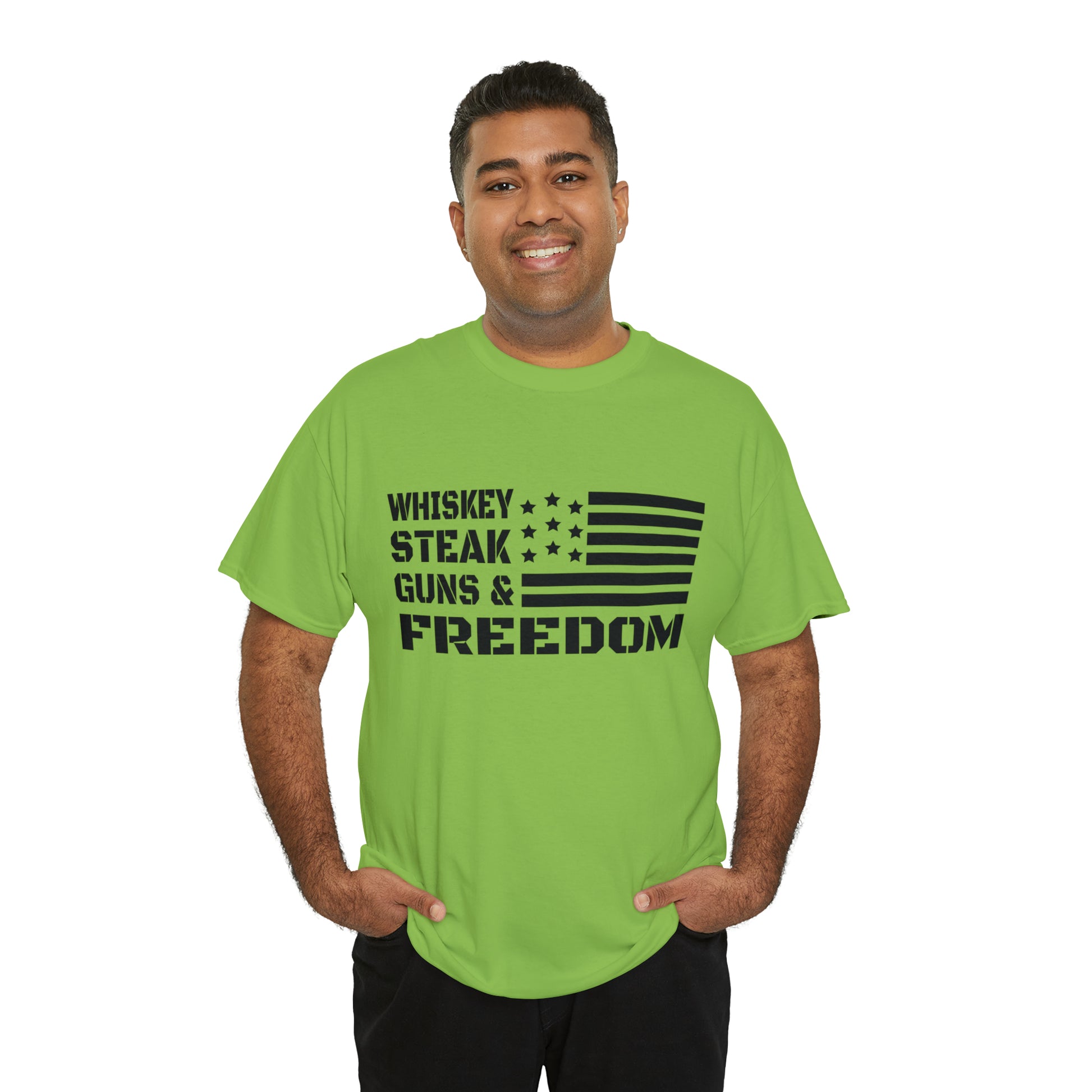 "Whiskey, Steak, Guns & Freedom" T-Shirt - Weave Got Gifts - Unique Gifts You Won’t Find Anywhere Else!