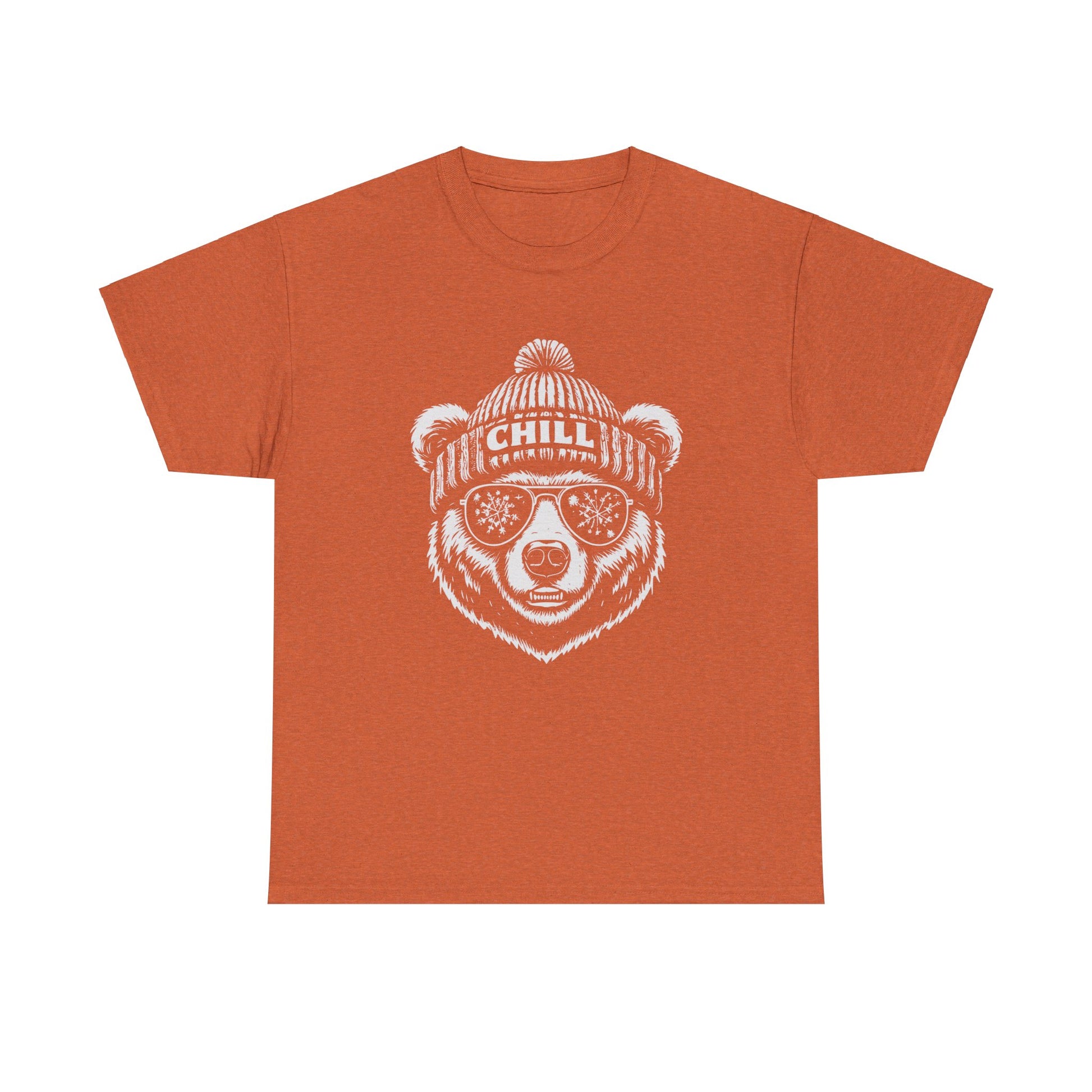 Grizzly bear wearing sunglasses and stocking cap graphic tee
