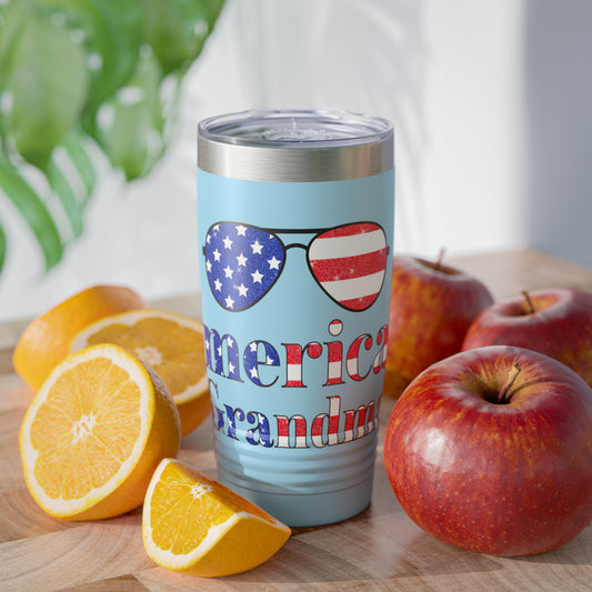 20oz ringneck tumbler with American flag colors
