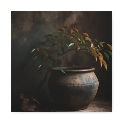 Wabi Sabi Plant in Vintage Pot Canvas Print - Wall Art Decor