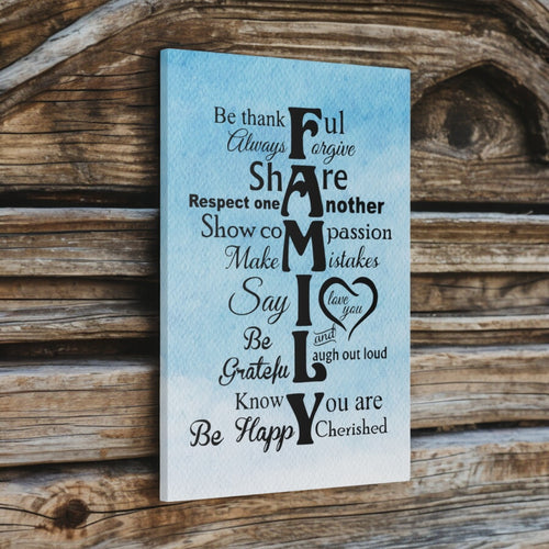 Family Core Values Canvas Print