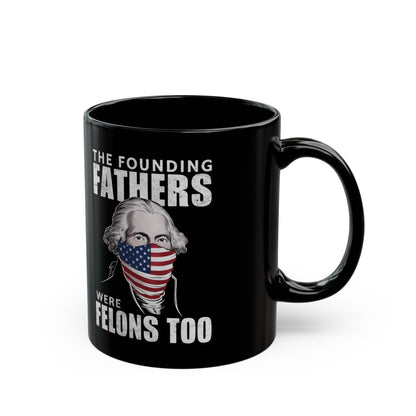 Black ceramic mug with George Washington graphic
