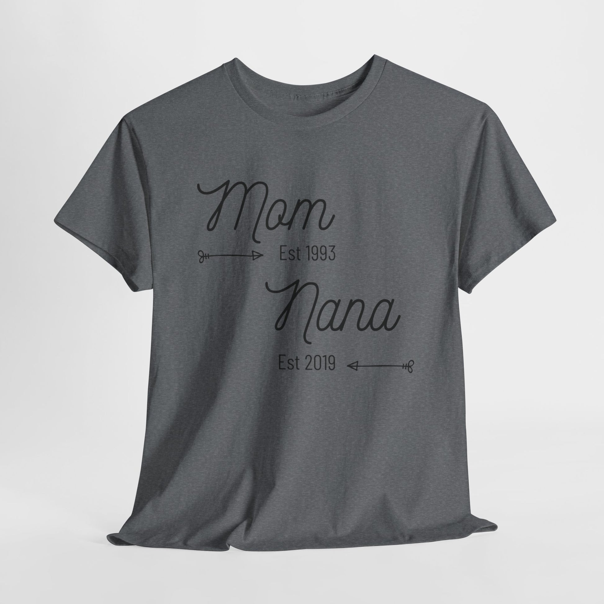 Custom family timeline t-shirt for moms and grandmas
